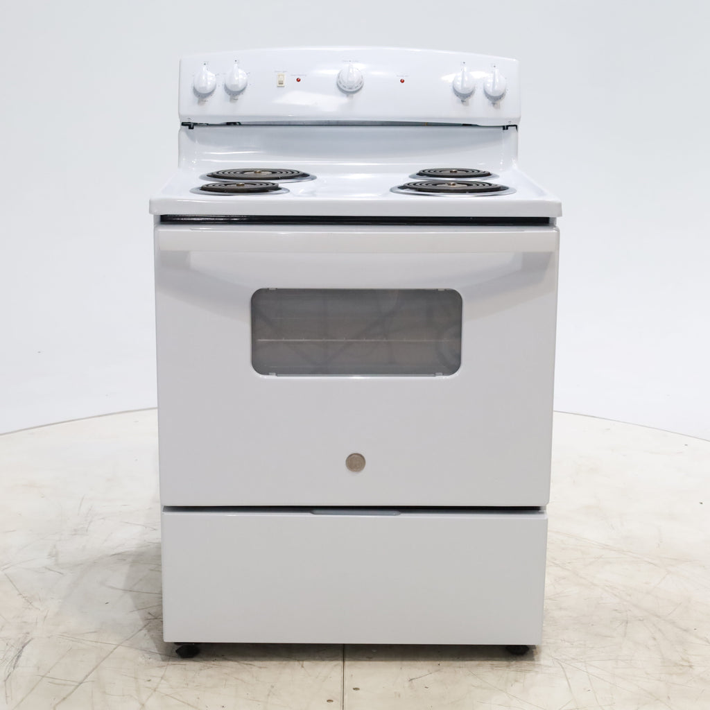 Pictures of White GE 5.0 cu. ft. Freestanding 4 Heating Element Electric Range with Dual Element Bake - Certified Refurbished - Neu Appliance Outlet - Discount Appliance Outlet in Austin, Tx