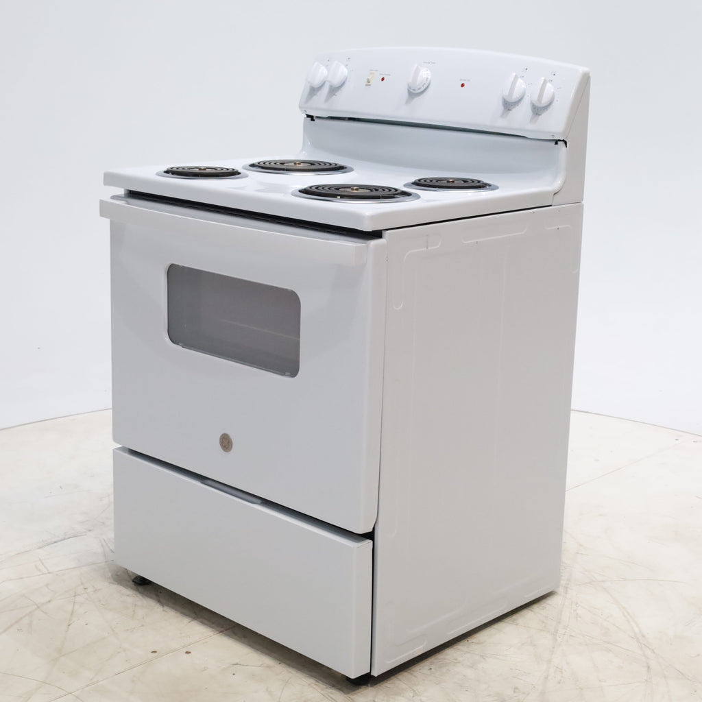 Pictures of White GE 5.0 cu. ft. Freestanding 4 Heating Element Electric Range with Dual Element Bake - Certified Refurbished - Neu Appliance Outlet - Discount Appliance Outlet in Austin, Tx