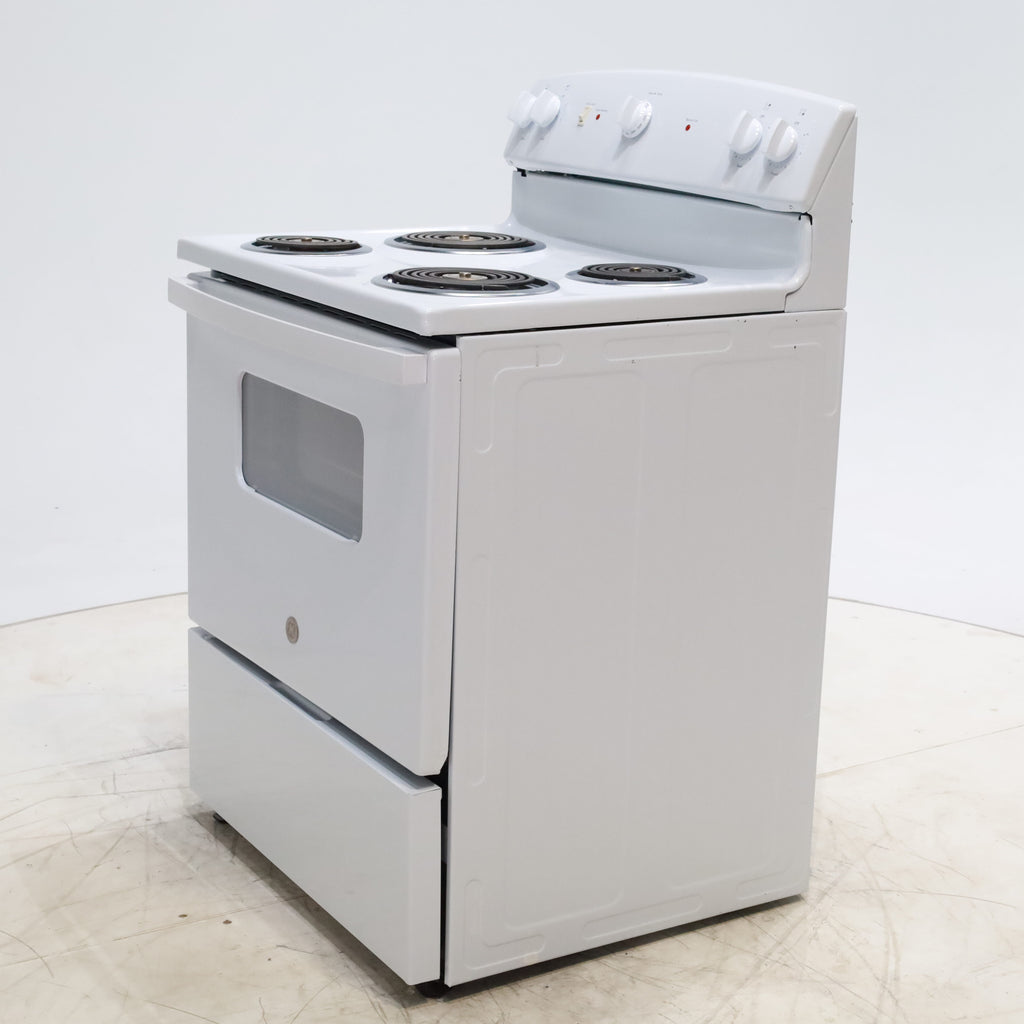 Pictures of White GE 5.0 cu. ft. Freestanding 4 Heating Element Electric Range with Dual Element Bake - Certified Refurbished - Neu Appliance Outlet - Discount Appliance Outlet in Austin, Tx