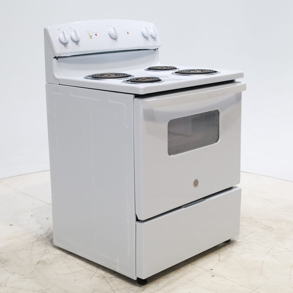 Pictures of White GE 5.0 cu. ft. Freestanding 4 Heating Element Electric Range with Dual Element Bake - Certified Refurbished - Neu Appliance Outlet - Discount Appliance Outlet in Austin, Tx