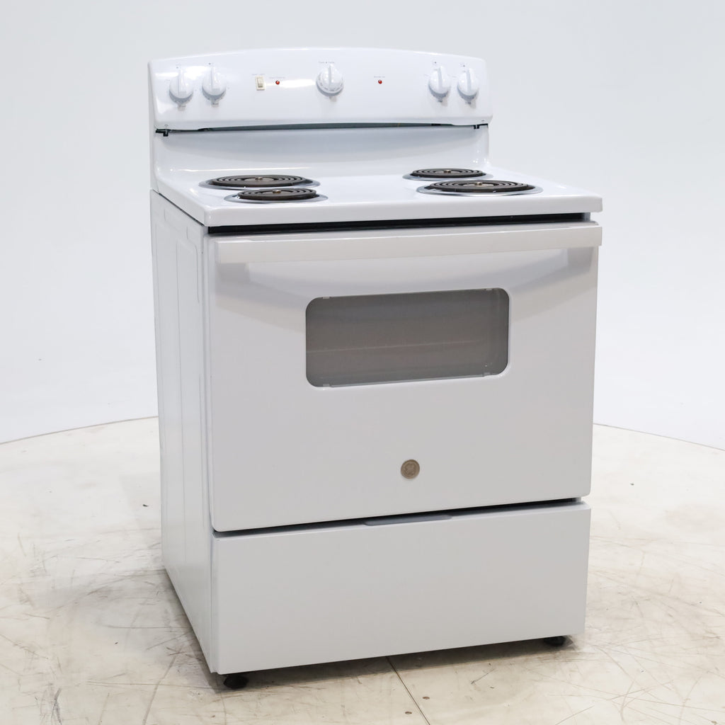 Pictures of White GE 5.0 cu. ft. Freestanding 4 Heating Element Electric Range with Dual Element Bake - Certified Refurbished - Neu Appliance Outlet - Discount Appliance Outlet in Austin, Tx