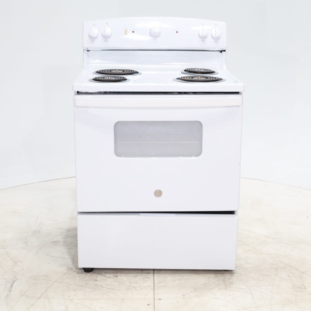 Pictures of White GE 5.0 cu. ft. Freestanding 4 Heating Element Electric Range with Dual Element Bake - Certified Refurbished - Neu Appliance Outlet - Discount Appliance Outlet in Austin, Tx