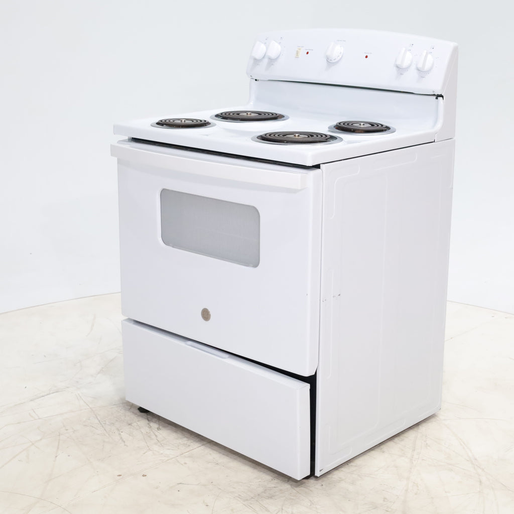 Pictures of White GE 5.0 cu. ft. Freestanding 4 Heating Element Electric Range with Dual Element Bake - Certified Refurbished - Neu Appliance Outlet - Discount Appliance Outlet in Austin, Tx