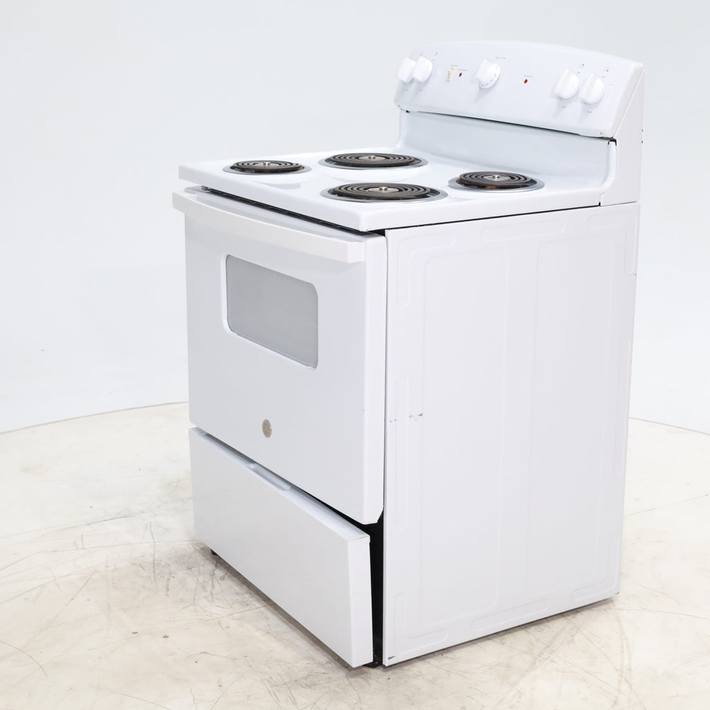 Pictures of White GE 5.0 cu. ft. Freestanding 4 Heating Element Electric Range with Dual Element Bake - Certified Refurbished - Neu Appliance Outlet - Discount Appliance Outlet in Austin, Tx