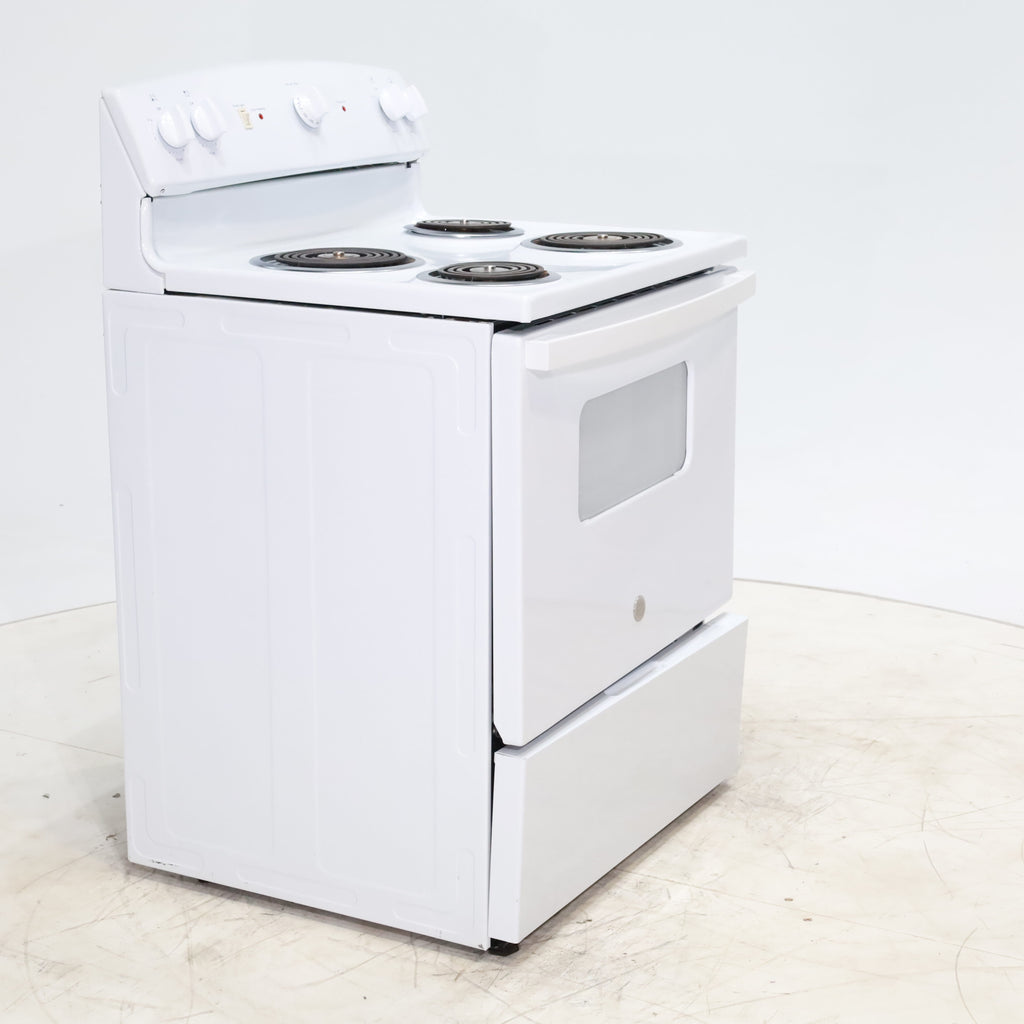 Pictures of White GE 5.0 cu. ft. Freestanding 4 Heating Element Electric Range with Dual Element Bake - Certified Refurbished - Neu Appliance Outlet - Discount Appliance Outlet in Austin, Tx