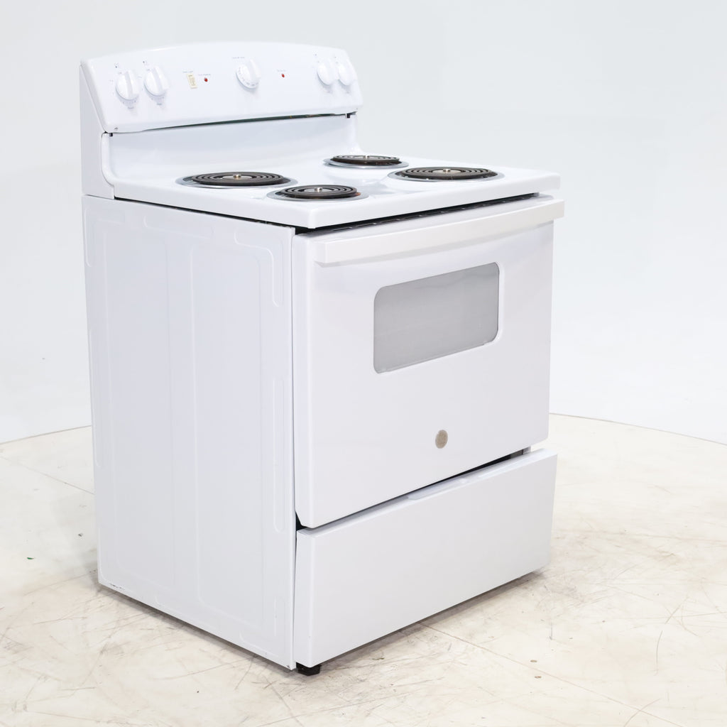 Pictures of White GE 5.0 cu. ft. Freestanding 4 Heating Element Electric Range with Dual Element Bake - Certified Refurbished - Neu Appliance Outlet - Discount Appliance Outlet in Austin, Tx
