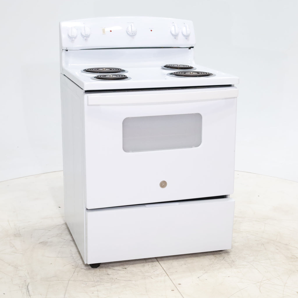 Pictures of White GE 5.0 cu. ft. Freestanding 4 Heating Element Electric Range with Dual Element Bake - Certified Refurbished - Neu Appliance Outlet - Discount Appliance Outlet in Austin, Tx