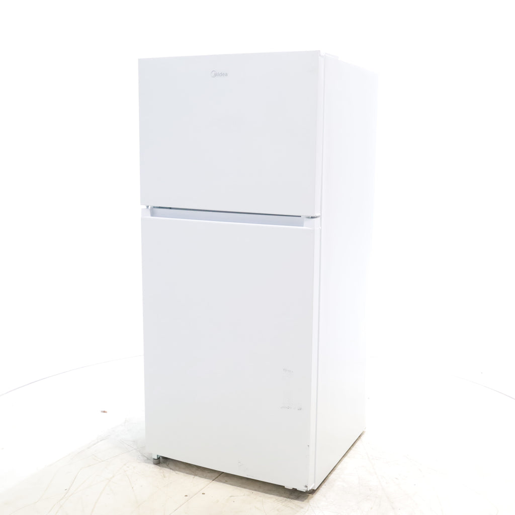 Pictures of White ENERGY STAR Midea 18.1 cu. ft. Top Freezer Refrigerator with Reversible Door - Scratch & Dent - Minor - Neu Appliance Outlet - Discount Appliance Outlet in Austin, Tx