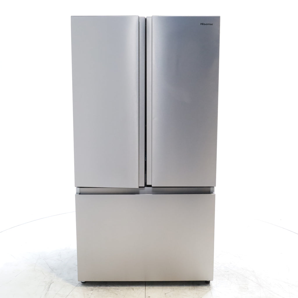 Pictures of Hisense Fingerprint Resistant Stainless Steel Counter-depth 21.2 cu ft French Door ENERGY STAR Refrigerator with Water and Ice Dispenser - Scratch & Dent - Minor - Neu Appliance Outlet - Discount Appliance Outlet in Austin, Tx