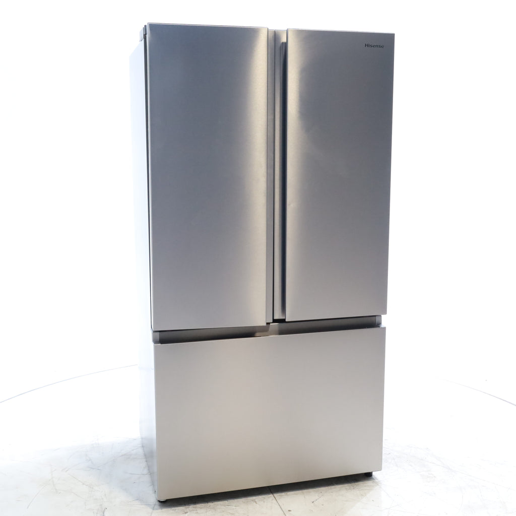 Pictures of Hisense Fingerprint Resistant Stainless Steel Counter-depth 21.2 cu ft French Door ENERGY STAR Refrigerator with Water and Ice Dispenser - Scratch & Dent - Minor - Neu Appliance Outlet - Discount Appliance Outlet in Austin, Tx