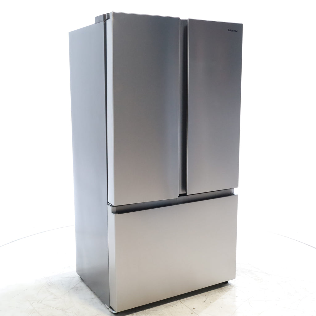 Pictures of Hisense Fingerprint Resistant Stainless Steel Counter-depth 21.2 cu ft French Door ENERGY STAR Refrigerator with Water and Ice Dispenser - Scratch & Dent - Minor - Neu Appliance Outlet - Discount Appliance Outlet in Austin, Tx