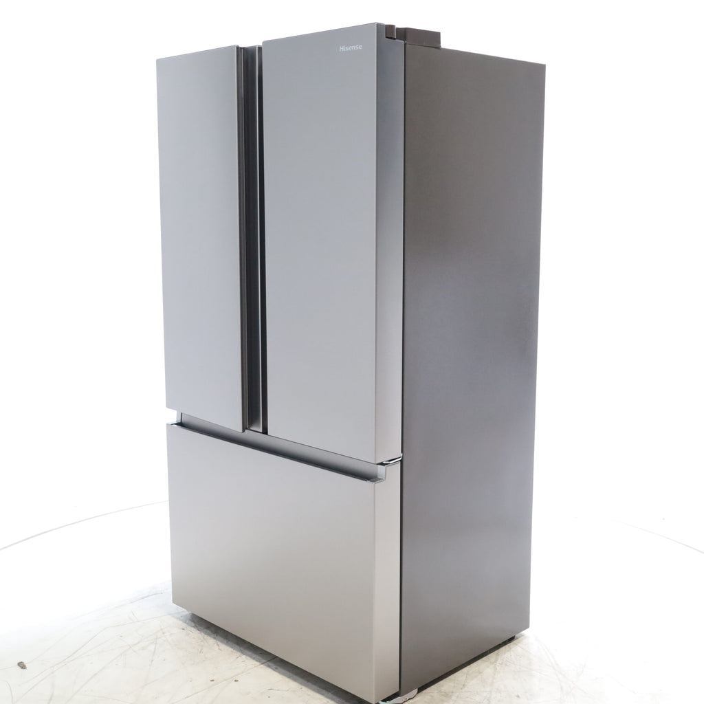 Pictures of Hisense Fingerprint Resistant Stainless Steel Counter-depth 21.2 cu ft French Door ENERGY STAR Refrigerator with Water and Ice Dispenser - Scratch & Dent - Minor - Neu Appliance Outlet - Discount Appliance Outlet in Austin, Tx