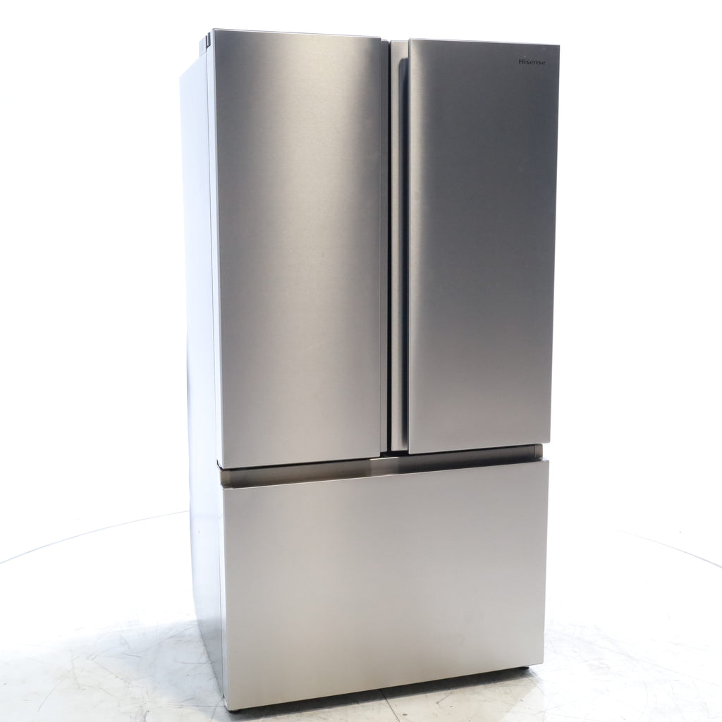 Pictures of Hisense Fingerprint Resistant Stainless Steel Counter-depth 21.2 cu ft French Door ENERGY STAR Refrigerator with Water and Ice Dispenser - Scratch & Dent - Moderate - Neu Appliance Outlet - Discount Appliance Outlet in Austin, Tx