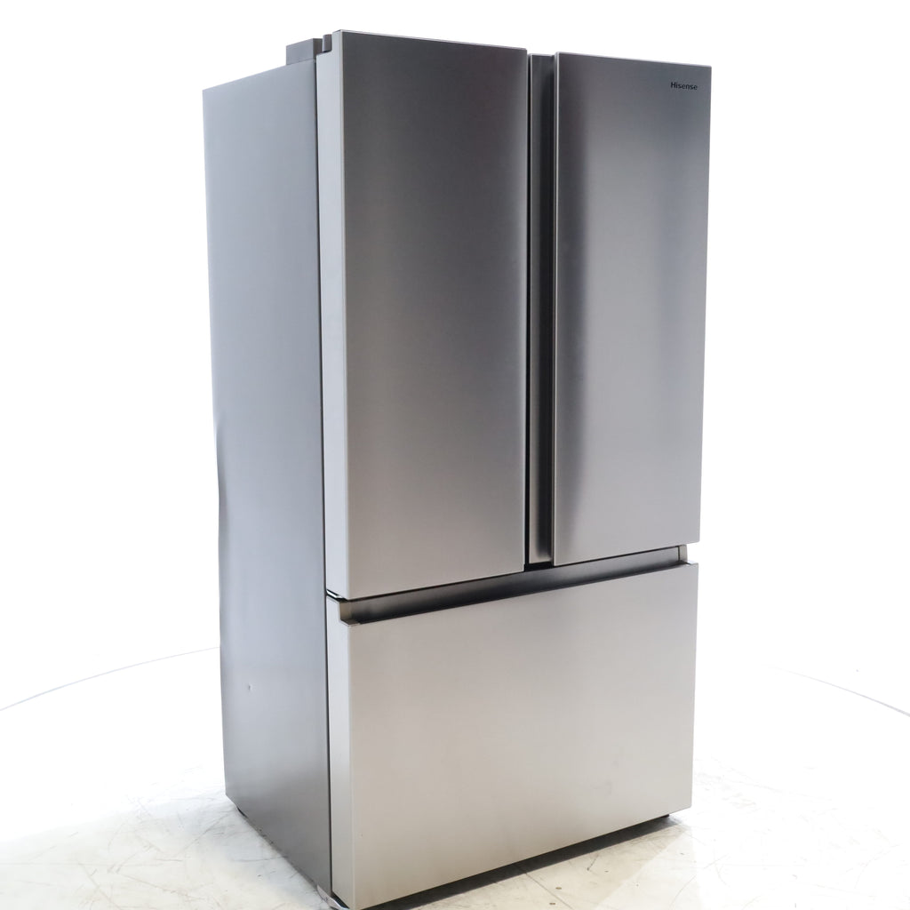 Pictures of Hisense Fingerprint Resistant Stainless Steel Counter-depth 21.2 cu ft French Door ENERGY STAR Refrigerator with Water and Ice Dispenser - Scratch & Dent - Moderate - Neu Appliance Outlet - Discount Appliance Outlet in Austin, Tx