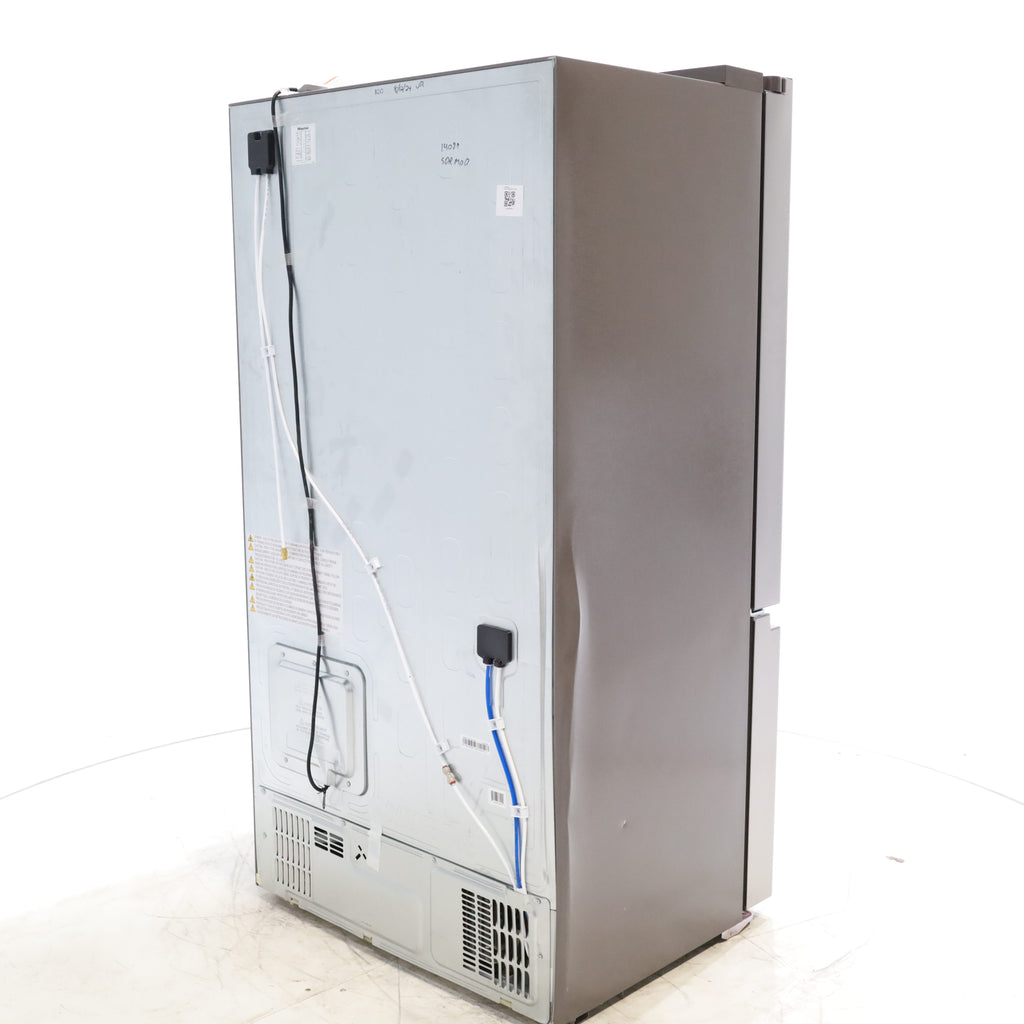 Pictures of Hisense Fingerprint Resistant Stainless Steel Counter-depth 21.2 cu ft French Door ENERGY STAR Refrigerator with Water and Ice Dispenser - Scratch & Dent - Moderate - Neu Appliance Outlet - Discount Appliance Outlet in Austin, Tx