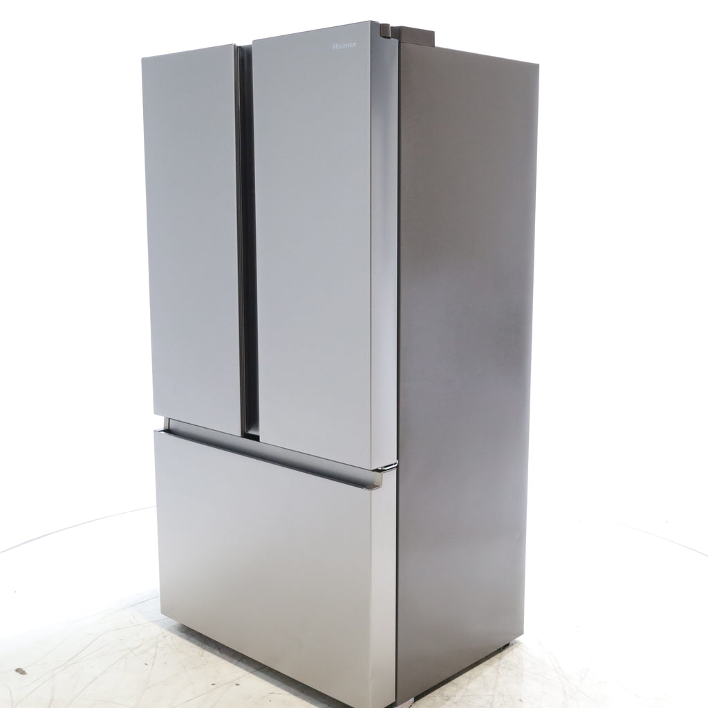 Pictures of Hisense Fingerprint Resistant Stainless Steel Counter-depth 21.2 cu ft French Door ENERGY STAR Refrigerator with Water and Ice Dispenser - Scratch & Dent - Moderate - Neu Appliance Outlet - Discount Appliance Outlet in Austin, Tx