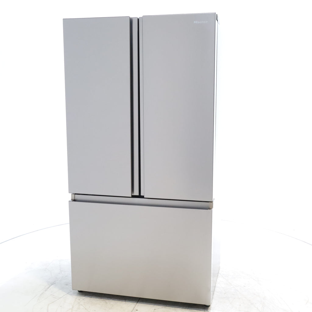 Pictures of Hisense Fingerprint Resistant Stainless Steel Counter-depth 21.2 cu ft French Door ENERGY STAR Refrigerator with Water and Ice Dispenser - Scratch & Dent - Moderate - Neu Appliance Outlet - Discount Appliance Outlet in Austin, Tx