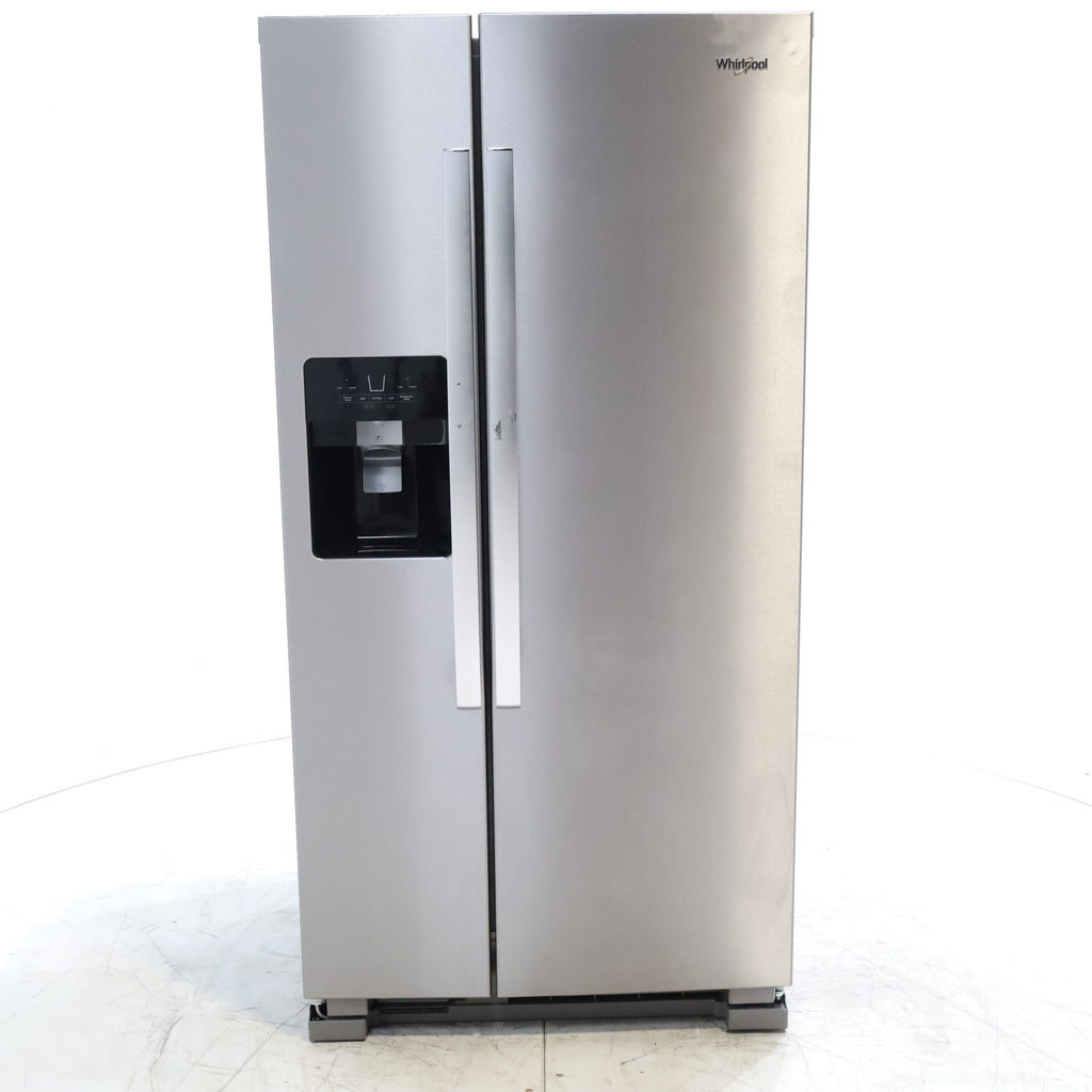 Pictures of 33 in. Wide Fingerprint-Resistant Stainless Steel Whirlpool 21.4 cu. ft. Side by Side Refrigerator with In Door Ice and Water Dispenser - Scratch & Dent - Moderate - Neu Appliance Outlet - Discount Appliance Outlet in Austin, Tx