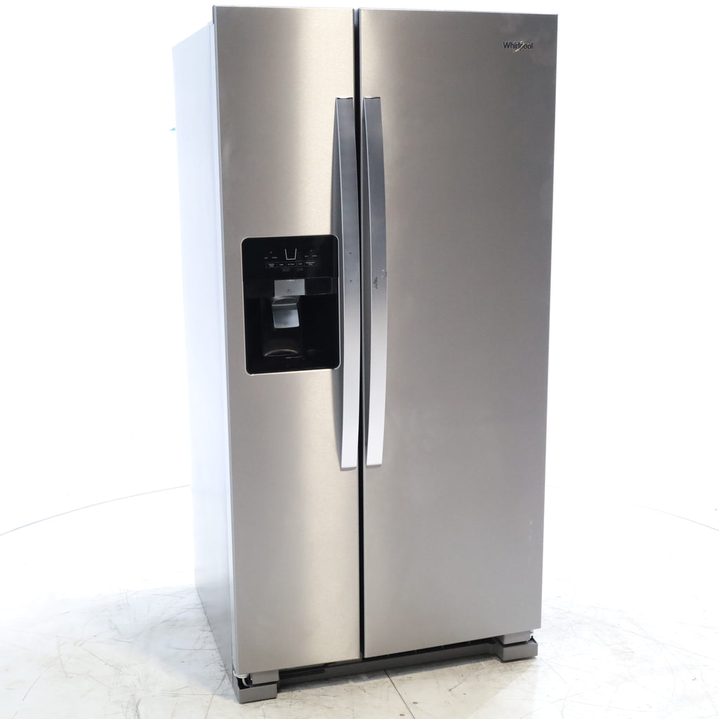 Pictures of 33 in. Wide Fingerprint-Resistant Stainless Steel Whirlpool 21.4 cu. ft. Side by Side Refrigerator with In Door Ice and Water Dispenser - Scratch & Dent - Moderate - Neu Appliance Outlet - Discount Appliance Outlet in Austin, Tx