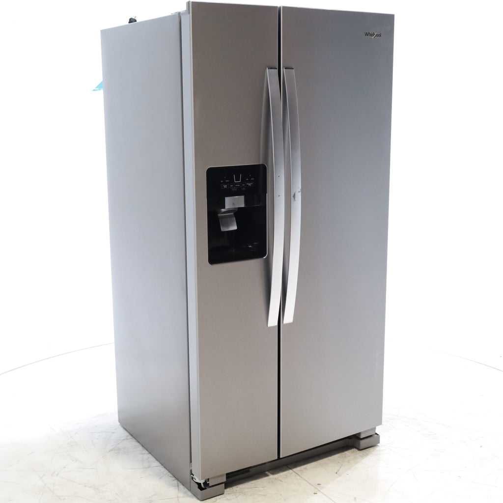 Pictures of 33 in. Wide Fingerprint-Resistant Stainless Steel Whirlpool 21.4 cu. ft. Side by Side Refrigerator with In Door Ice and Water Dispenser - Scratch & Dent - Moderate - Neu Appliance Outlet - Discount Appliance Outlet in Austin, Tx