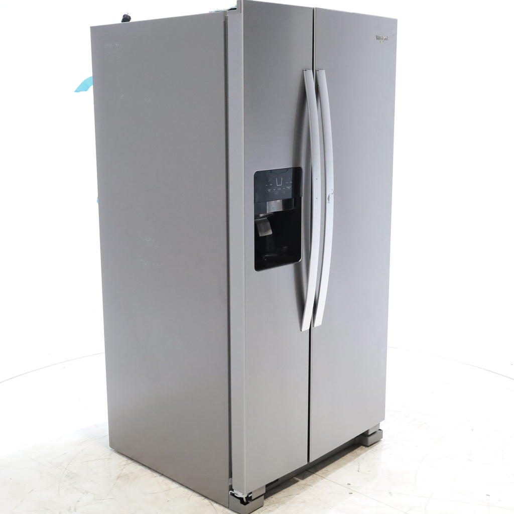 Pictures of 33 in. Wide Fingerprint-Resistant Stainless Steel Whirlpool 21.4 cu. ft. Side by Side Refrigerator with In Door Ice and Water Dispenser - Scratch & Dent - Moderate - Neu Appliance Outlet - Discount Appliance Outlet in Austin, Tx