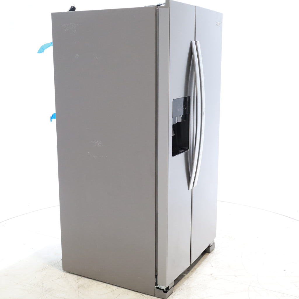 Pictures of 33 in. Wide Fingerprint-Resistant Stainless Steel Whirlpool 21.4 cu. ft. Side by Side Refrigerator with In Door Ice and Water Dispenser - Scratch & Dent - Moderate - Neu Appliance Outlet - Discount Appliance Outlet in Austin, Tx