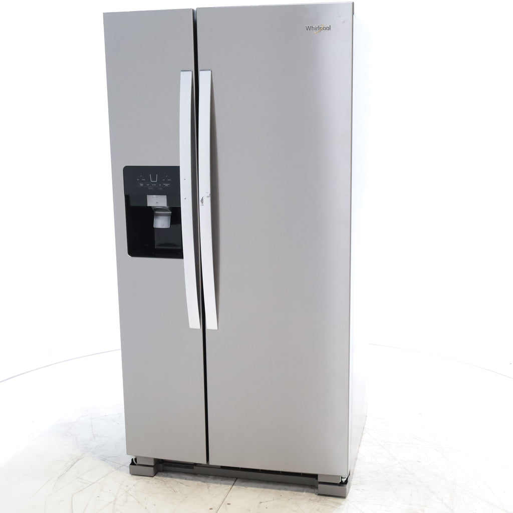 Pictures of 33 in. Wide Fingerprint-Resistant Stainless Steel Whirlpool 21.4 cu. ft. Side by Side Refrigerator with In Door Ice and Water Dispenser - Scratch & Dent - Moderate - Neu Appliance Outlet - Discount Appliance Outlet in Austin, Tx