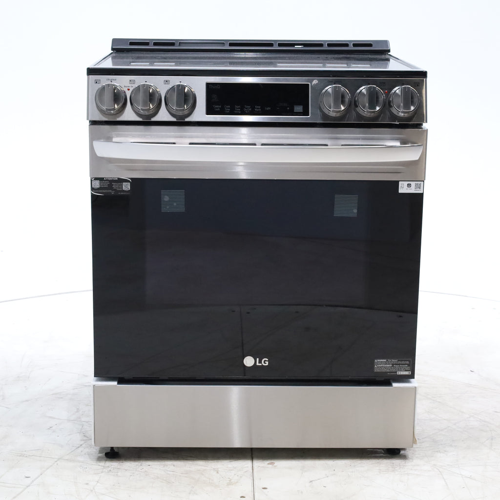 Pictures of PrintProof Stainless Steel LG 6.3 cu. ft. 5 Element Radiant Ceramic Glass Cooktop Slide-In Electric Range with Air Fry - Scratch & Dent - Minor - Neu Appliance Outlet - Discount Appliance Outlet in Austin, Tx