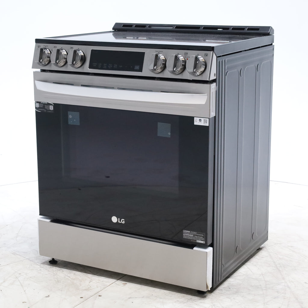 Pictures of PrintProof Stainless Steel LG 6.3 cu. ft. 5 Element Radiant Ceramic Glass Cooktop Slide-In Electric Range with Air Fry - Scratch & Dent - Minor - Neu Appliance Outlet - Discount Appliance Outlet in Austin, Tx