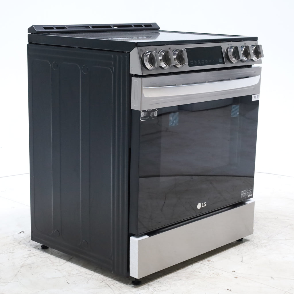 Pictures of PrintProof Stainless Steel LG 6.3 cu. ft. 5 Element Radiant Ceramic Glass Cooktop Slide-In Electric Range with Air Fry - Scratch & Dent - Minor - Neu Appliance Outlet - Discount Appliance Outlet in Austin, Tx