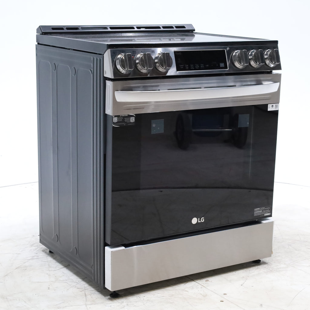 Pictures of PrintProof Stainless Steel LG 6.3 cu. ft. 5 Element Radiant Ceramic Glass Cooktop Slide-In Electric Range with Air Fry - Scratch & Dent - Minor - Neu Appliance Outlet - Discount Appliance Outlet in Austin, Tx