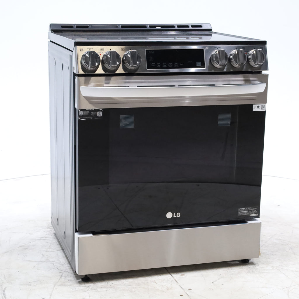 Pictures of PrintProof Stainless Steel LG 6.3 cu. ft. 5 Element Radiant Ceramic Glass Cooktop Slide-In Electric Range with Air Fry - Scratch & Dent - Minor - Neu Appliance Outlet - Discount Appliance Outlet in Austin, Tx