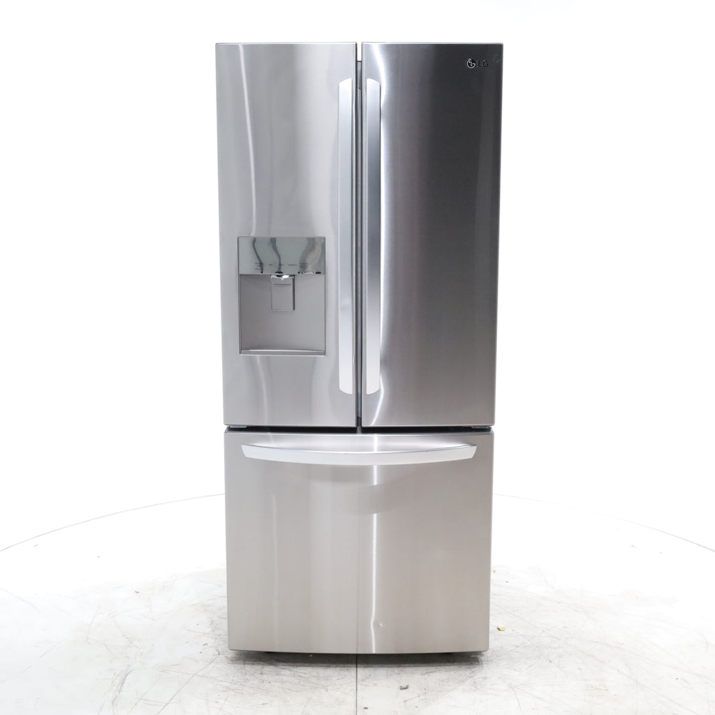Pictures of 30" Wide Stainless Steel ENERGY STAR LG 21.8 cu. ft. French Door 3 Door Refrigerator with Exterior Water Dispenser - Scratch & Dent - Minor - Neu Appliance Outlet - Discount Appliance Outlet in Austin, Tx