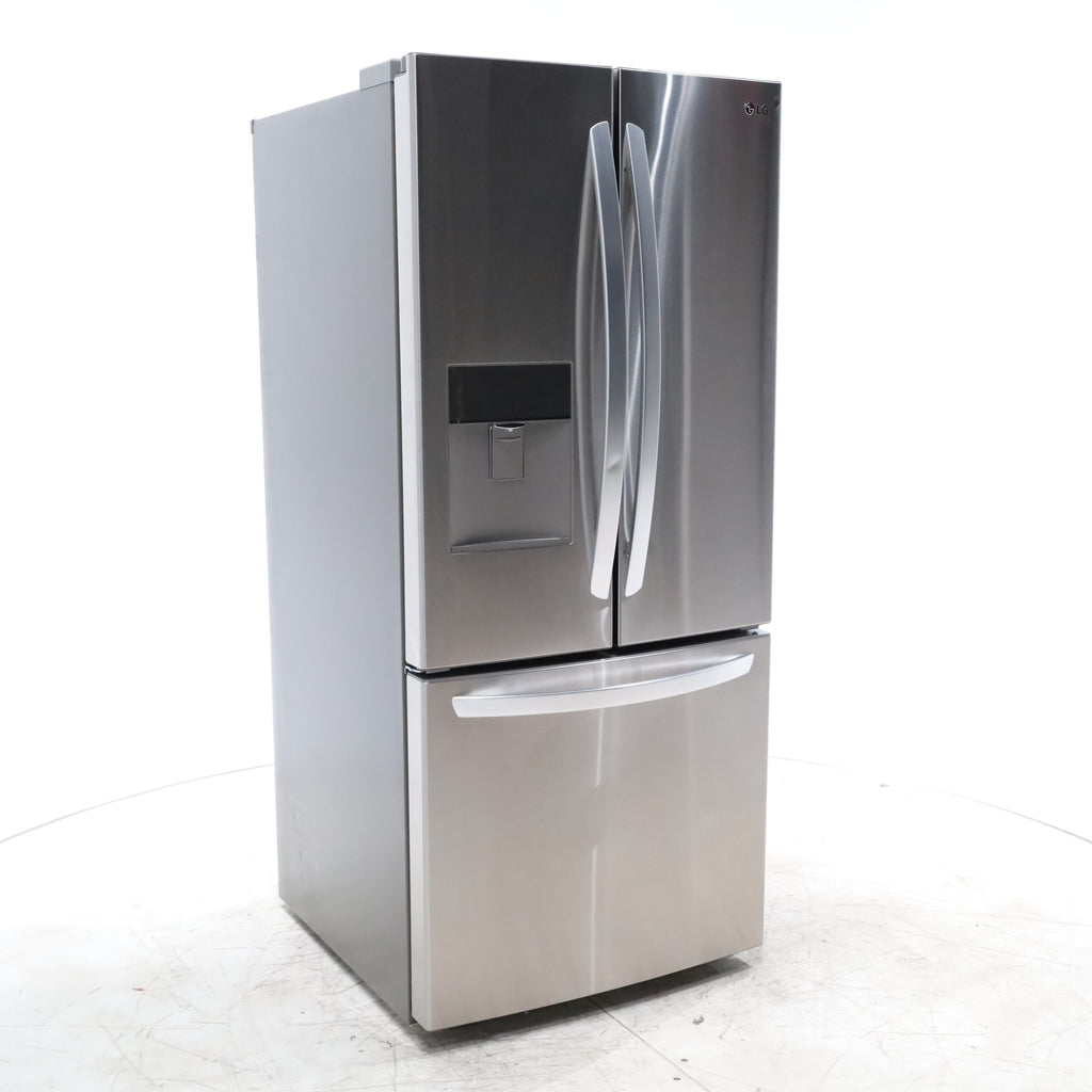 Pictures of 30" Wide Stainless Steel ENERGY STAR LG 21.8 cu. ft. French Door 3 Door Refrigerator with Exterior Water Dispenser - Scratch & Dent - Minor - Neu Appliance Outlet - Discount Appliance Outlet in Austin, Tx