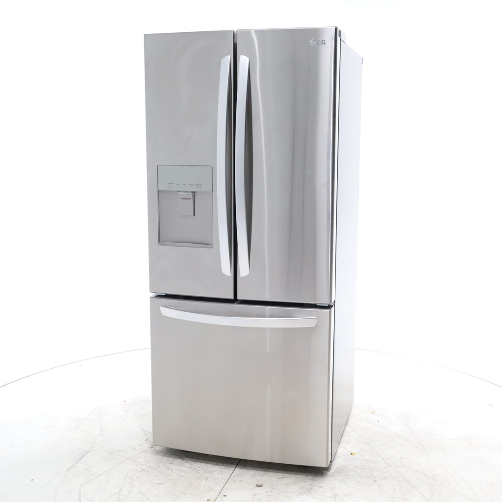 Pictures of 30" Wide Stainless Steel ENERGY STAR LG 21.8 cu. ft. French Door 3 Door Refrigerator with Exterior Water Dispenser - Scratch & Dent - Minor - Neu Appliance Outlet - Discount Appliance Outlet in Austin, Tx