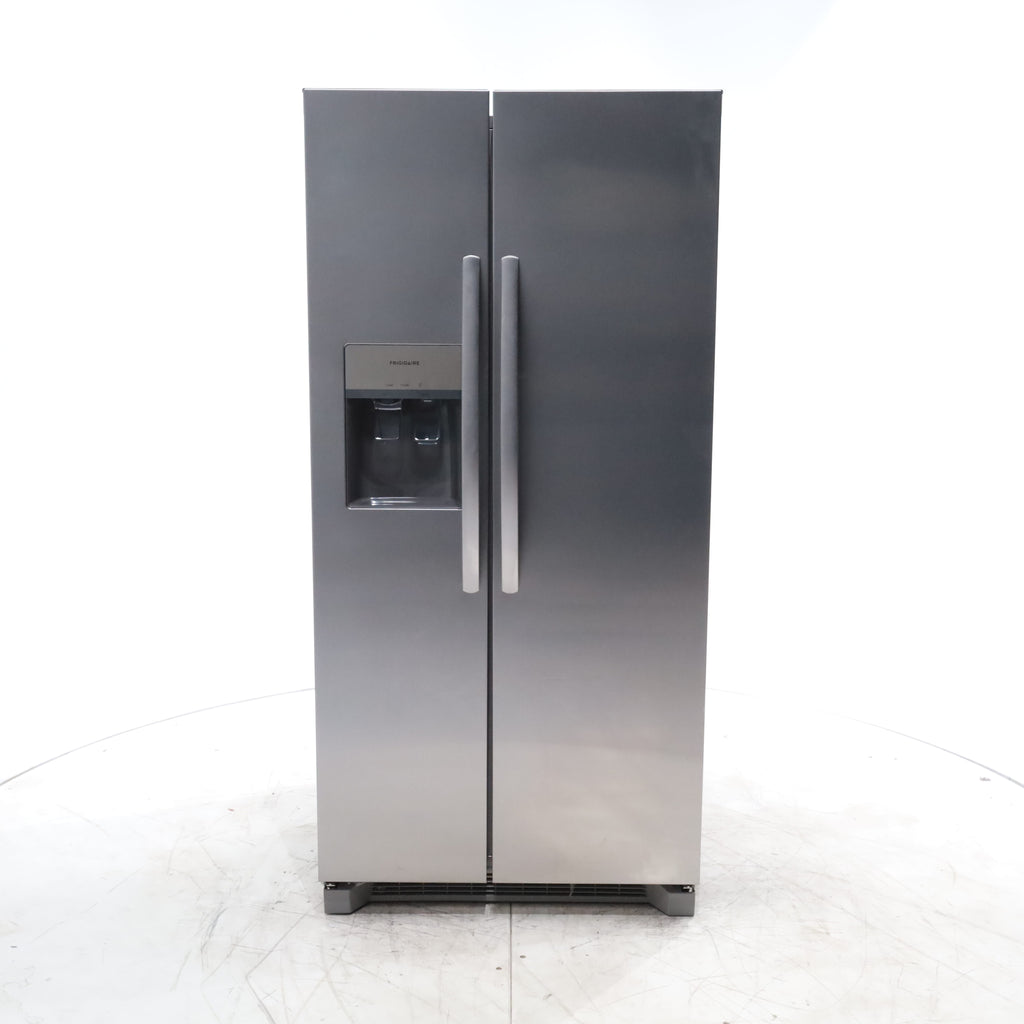 Pictures of 33" Wide Stainless Steel Frigidaire 22.3 cu. ft. ENERGY STAR Side by Side Refrigerator with Exterior Water and Ice Dispenser - Scratch & Dent - Minor - Neu Appliance Outlet - Discount Appliance Outlet in Austin, Tx
