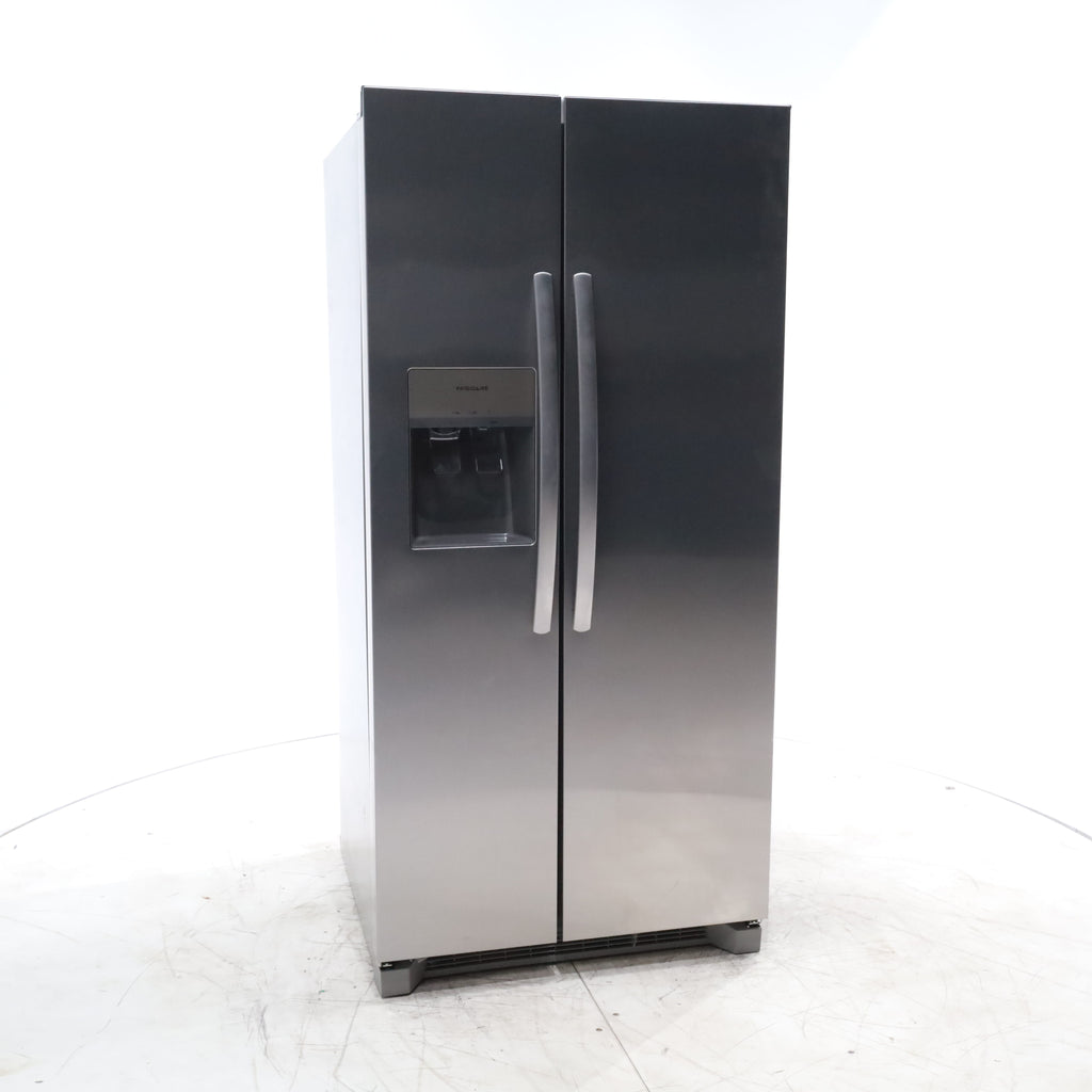Pictures of 33" Wide Stainless Steel Frigidaire 22.3 cu. ft. ENERGY STAR Side by Side Refrigerator with Exterior Water and Ice Dispenser - Scratch & Dent - Minor - Neu Appliance Outlet - Discount Appliance Outlet in Austin, Tx