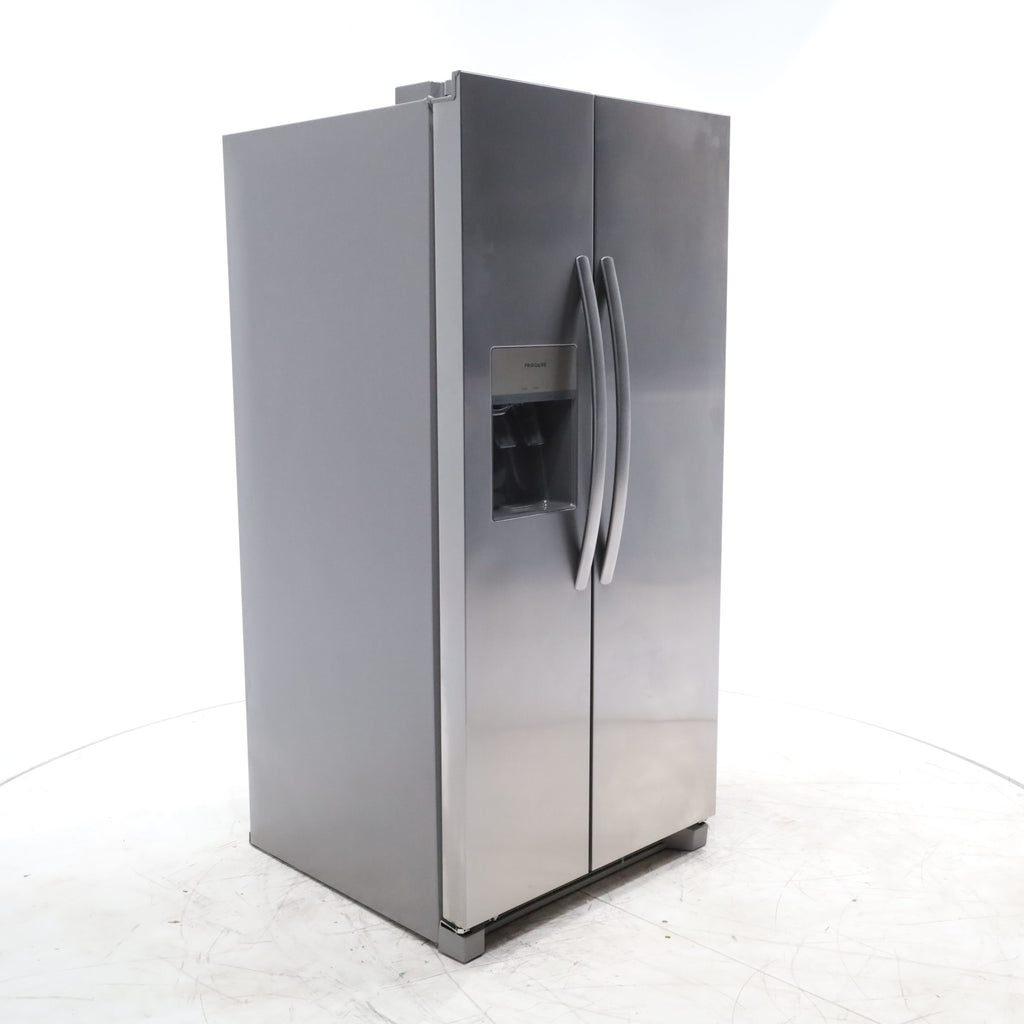 Pictures of 33" Wide Stainless Steel Frigidaire 22.3 cu. ft. ENERGY STAR Side by Side Refrigerator with Exterior Water and Ice Dispenser - Scratch & Dent - Minor - Neu Appliance Outlet - Discount Appliance Outlet in Austin, Tx