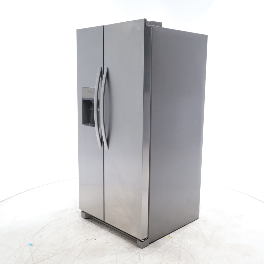 Pictures of 33" Wide Stainless Steel Frigidaire 22.3 cu. ft. ENERGY STAR Side by Side Refrigerator with Exterior Water and Ice Dispenser - Scratch & Dent - Minor - Neu Appliance Outlet - Discount Appliance Outlet in Austin, Tx