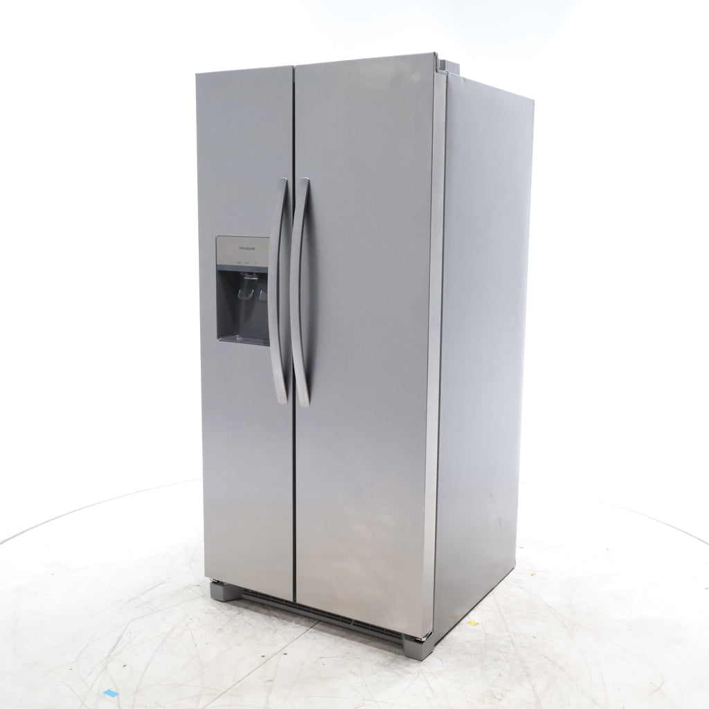 Pictures of 33" Wide Stainless Steel Frigidaire 22.3 cu. ft. ENERGY STAR Side by Side Refrigerator with Exterior Water and Ice Dispenser - Scratch & Dent - Minor - Neu Appliance Outlet - Discount Appliance Outlet in Austin, Tx