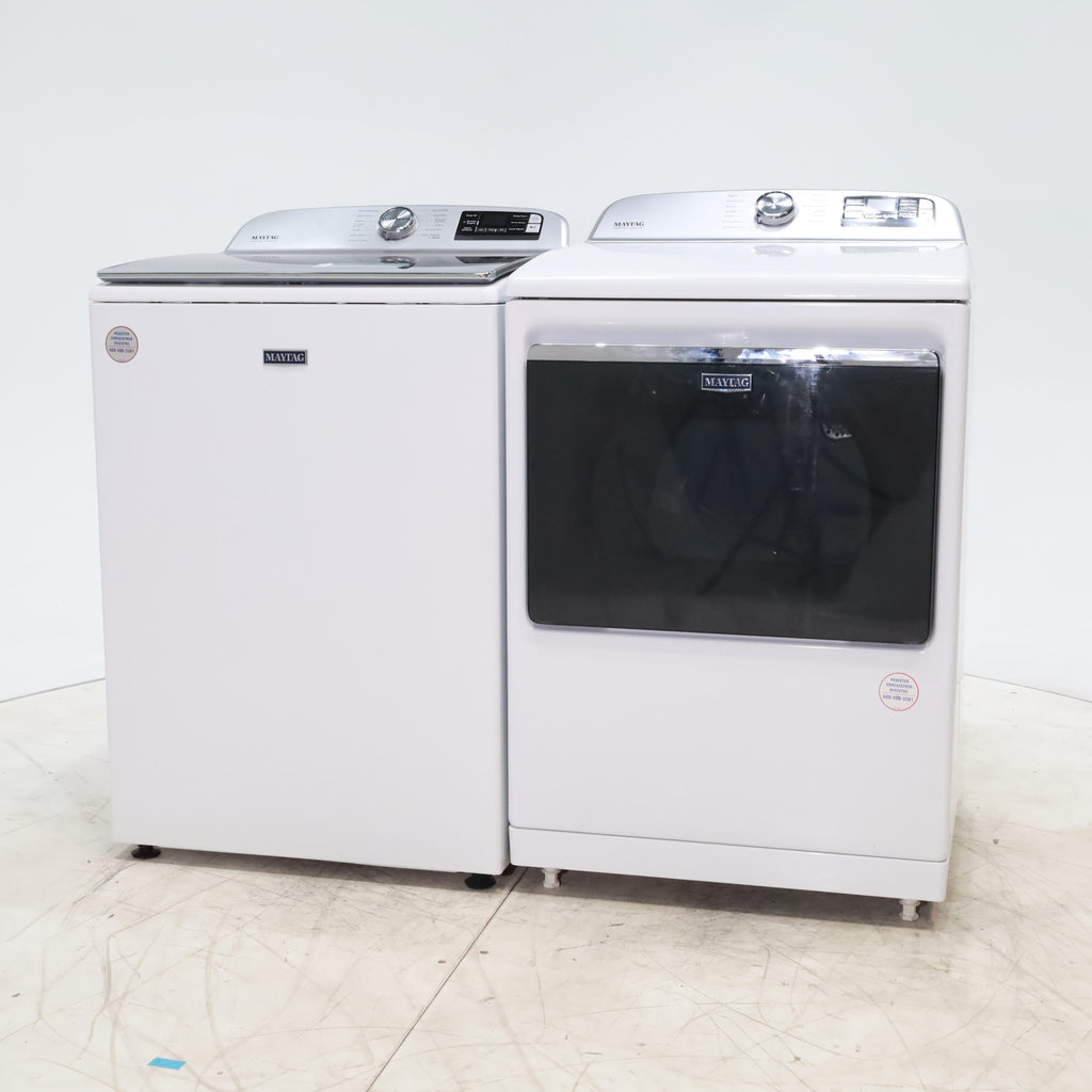 Pictures of Maytag ENERGY STAR 5.2 cu. ft. Top Load Agitator Washing Machine with Extra Power Button and ENERGY STAR Maytag Smart Capable 7.4 cu. ft. Electric Steam Dryer with Extra Power Button - Scratch & Dent - Minor - Neu Appliance Outlet - Discount Appliance Outlet in Austin, Tx