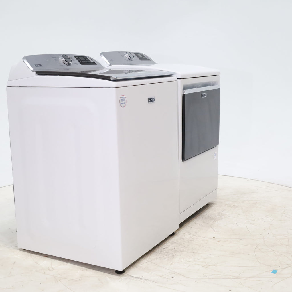 Pictures of Maytag ENERGY STAR 5.2 cu. ft. Top Load Agitator Washing Machine with Extra Power Button and ENERGY STAR Maytag Smart Capable 7.4 cu. ft. Electric Steam Dryer with Extra Power Button - Scratch & Dent - Minor - Neu Appliance Outlet - Discount Appliance Outlet in Austin, Tx