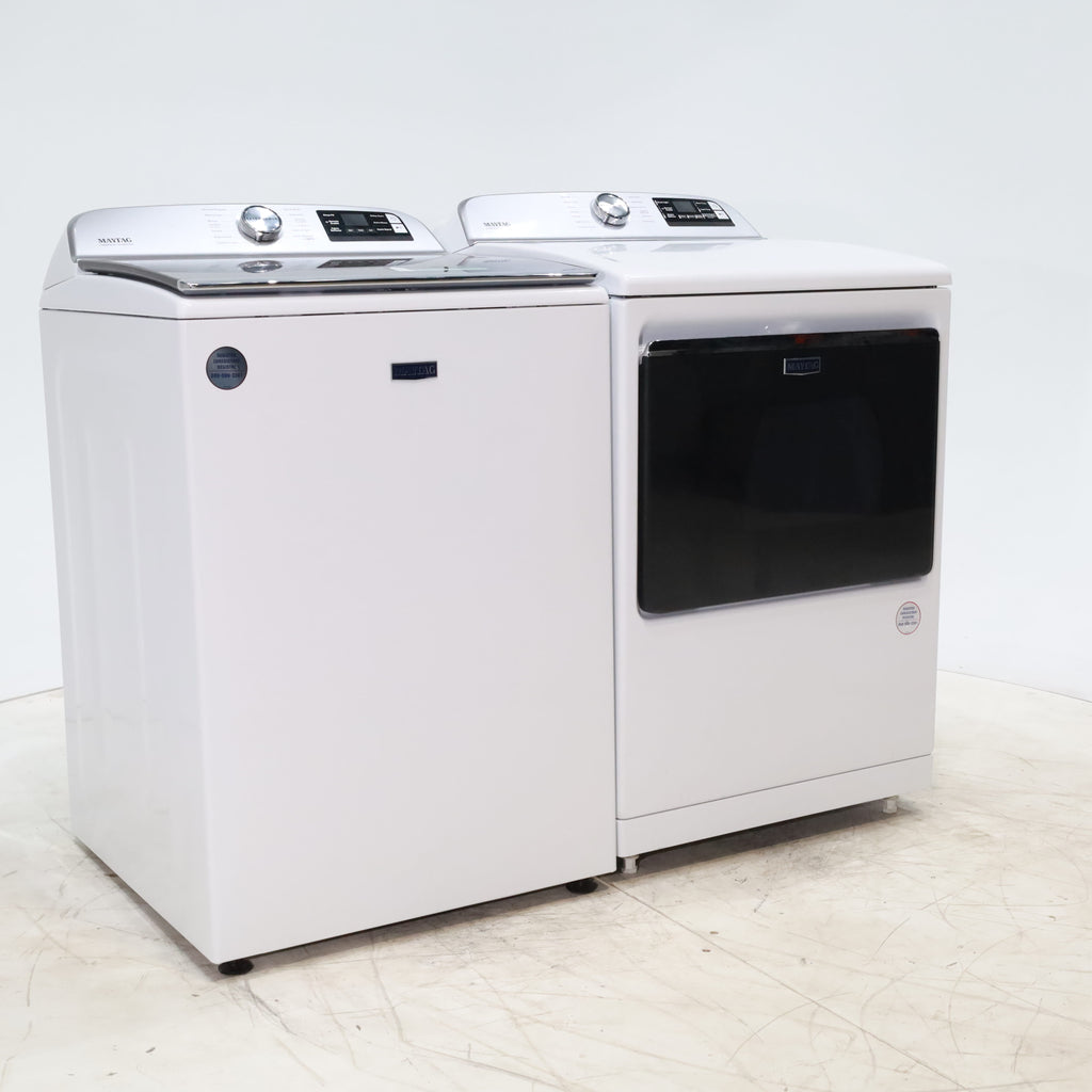Pictures of Maytag ENERGY STAR 5.2 cu. ft. Top Load Agitator Washing Machine with Extra Power Button and ENERGY STAR Maytag Smart Capable 7.4 cu. ft. Electric Steam Dryer with Extra Power Button - Scratch & Dent - Minor - Neu Appliance Outlet - Discount Appliance Outlet in Austin, Tx