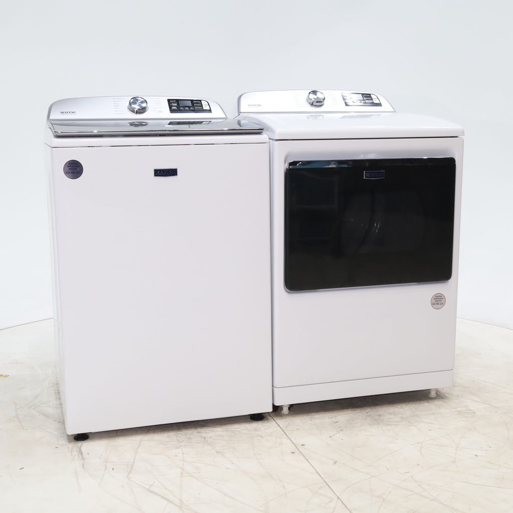 Pictures of Maytag ENERGY STAR 5.2 cu. ft. Top Load Agitator Washing Machine with Extra Power Button and ENERGY STAR Maytag Smart Capable 7.4 cu. ft. Electric Steam Dryer with Extra Power Button - Scratch & Dent - Minor - Neu Appliance Outlet - Discount Appliance Outlet in Austin, Tx