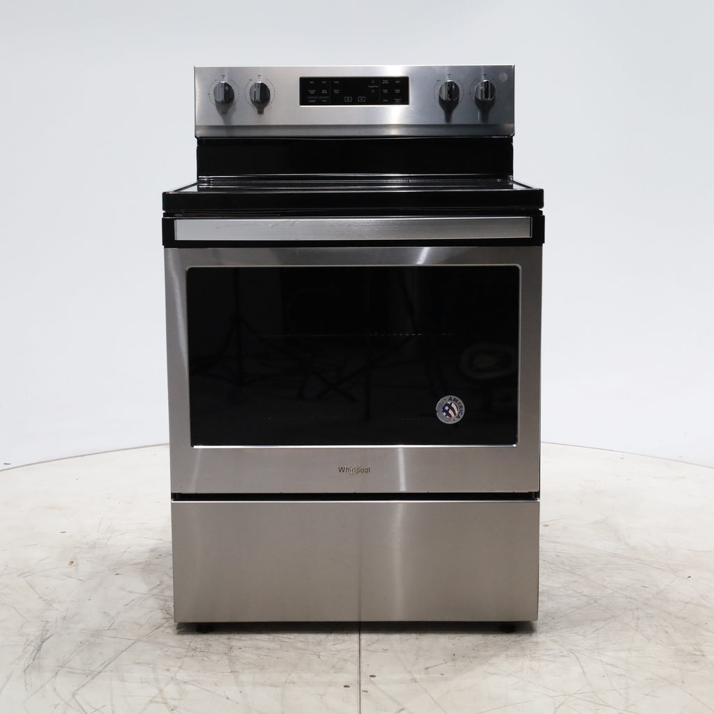 Pictures of Fingerprint Resistant Stainless Steel Whirlpool 5.3 cu. ft. Freestanding 5 Heating Element Smooth Cooktop Range with Convection - Certified Refurbished - Neu Appliance Outlet - Discount Appliance Outlet in Austin, Tx