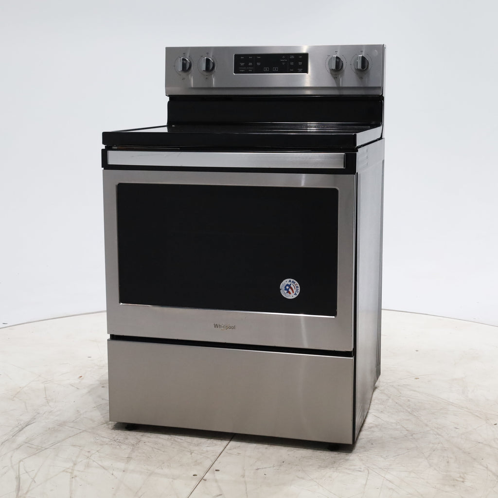 Pictures of Fingerprint Resistant Stainless Steel Whirlpool 5.3 cu. ft. Freestanding 5 Heating Element Smooth Cooktop Range with Convection - Certified Refurbished - Neu Appliance Outlet - Discount Appliance Outlet in Austin, Tx
