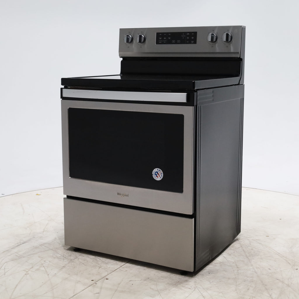 Pictures of Fingerprint Resistant Stainless Steel Whirlpool 5.3 cu. ft. Freestanding 5 Heating Element Smooth Cooktop Range with Convection - Certified Refurbished - Neu Appliance Outlet - Discount Appliance Outlet in Austin, Tx