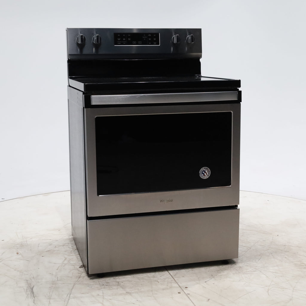 Pictures of Fingerprint Resistant Stainless Steel Whirlpool 5.3 cu. ft. Freestanding 5 Heating Element Smooth Cooktop Range with Convection - Certified Refurbished - Neu Appliance Outlet - Discount Appliance Outlet in Austin, Tx