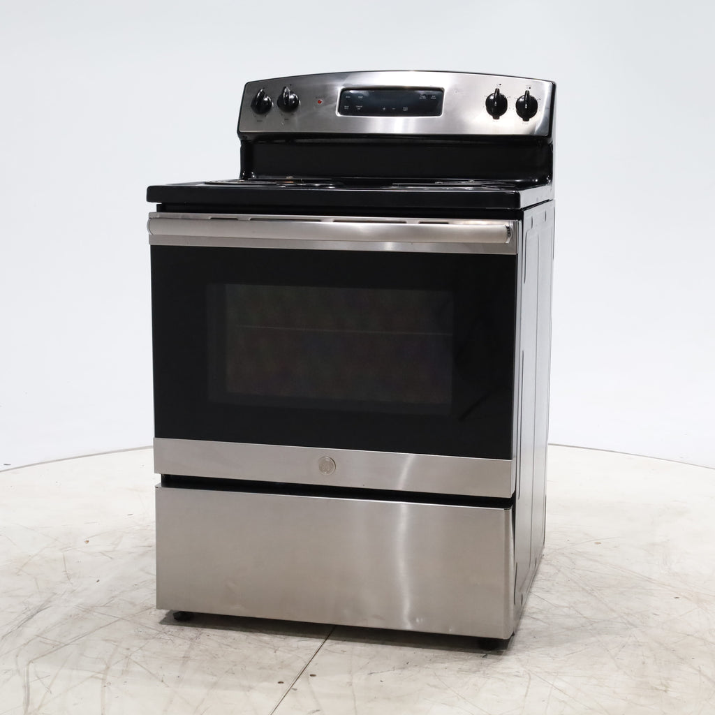 Pictures of Black with Stainless Steel GE 5.0 cu. ft. Freestanding 4 Element Electric Range with Sensi-Temp Technology - Certified Refurbished - Neu Appliance Outlet - Discount Appliance Outlet in Austin, Tx