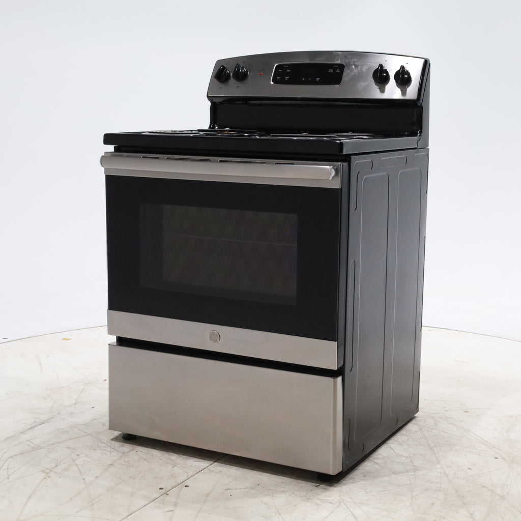 Pictures of Black with Stainless Steel GE 5.0 cu. ft. Freestanding 4 Element Electric Range with Sensi-Temp Technology - Certified Refurbished - Neu Appliance Outlet - Discount Appliance Outlet in Austin, Tx